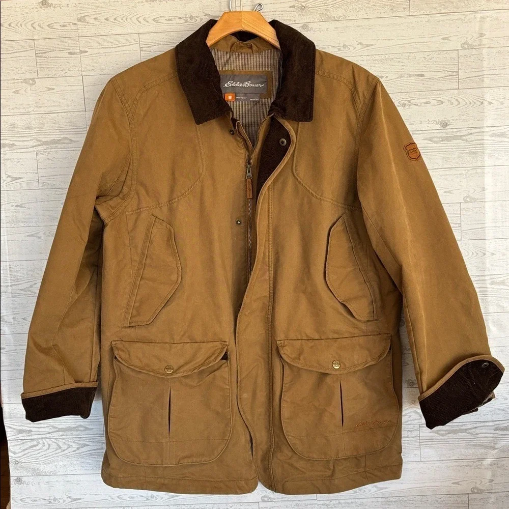 Eddie Bauer Bainbridge Field Barn Jacket Water Resistant Waxed Canvas Coat Large